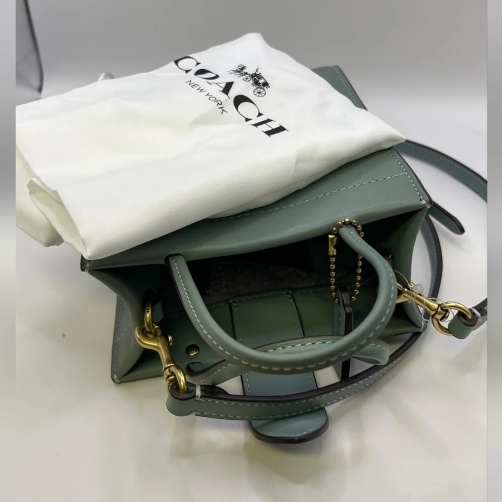 Coach Mini Cashin Tote NWOT crossbody bag purse blue/light blue/sage